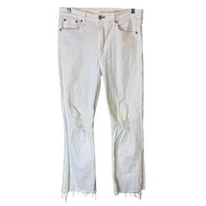 Rag & Bone White Jeans Size 28 Women's Nina High-Rise Ankle Flare Raw Hem